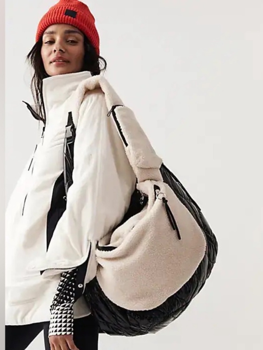 🤍 NWT Free People Movement Overachiever Sling Bag Sherpa Champagne Toast